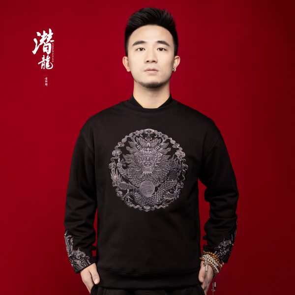 Ink black Dragon Totem Hoodie