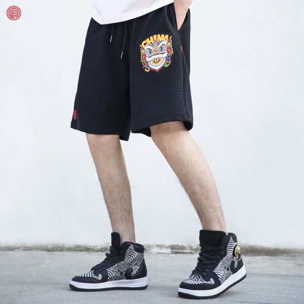 Lion Awakening Embroidery Shorts
