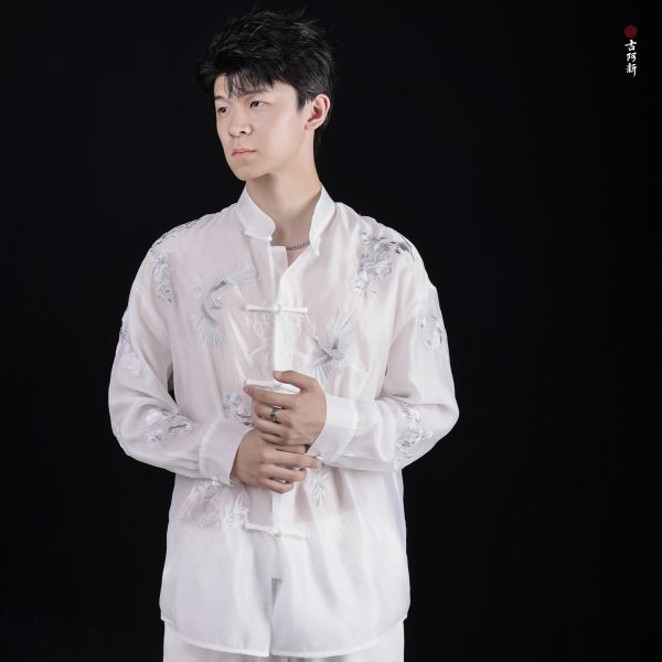 White Crane Embroidery sunscreen clothing